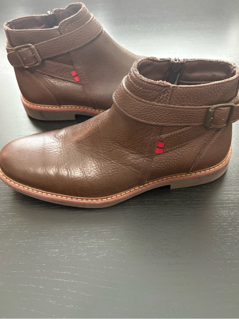 Men's Brown Leather Ankle Boots with Side Buckle